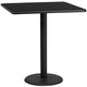 Black |#| 42inch Square Black Laminate Table Top with 24inch Round Bar Height Table Base