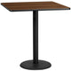 Walnut |#| 42inch Square Walnut Laminate Table Top with 24inch Round Bar Height Table Base