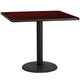 Mahogany |#| 42inch Square Mahogany Laminate Table Top with 24inch Round Table Height Base