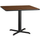 Walnut |#| 42inch Square Walnut Laminate Table Top with 33inch x 33inch Table Height Base