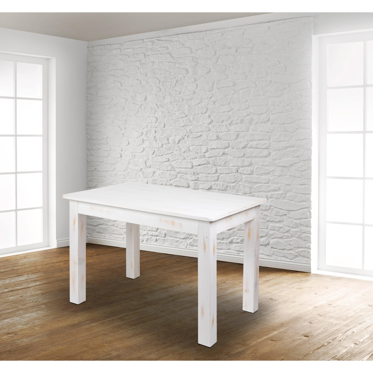 Antique Rustic White |#| 46inch x 30inch Rectangular Antique Rustic White Solid Pine Farm Dining Table