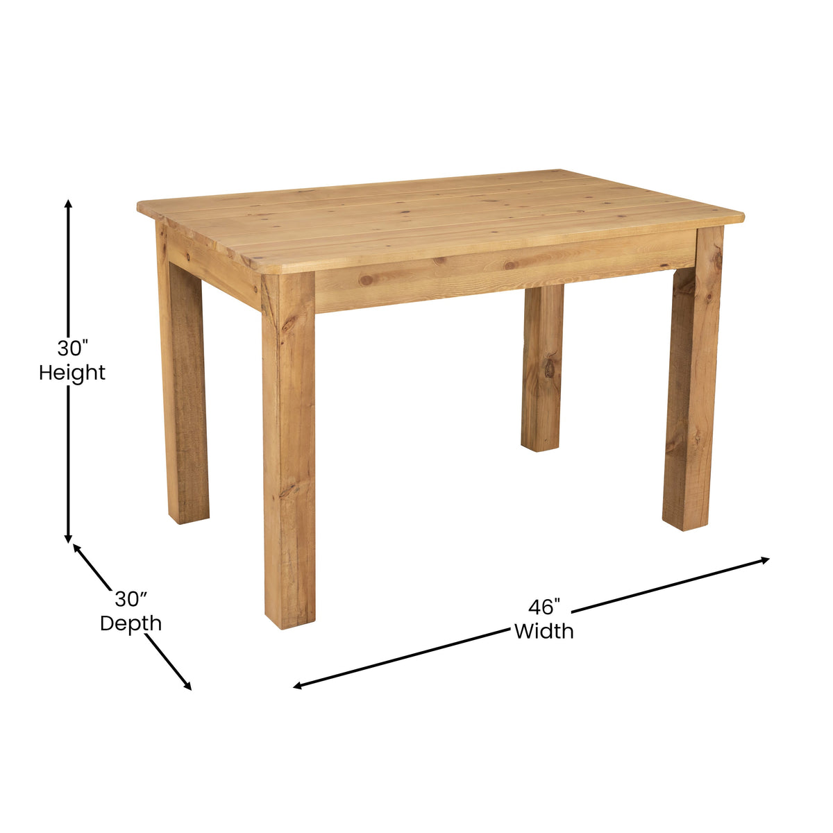 Light Natural |#| 46inch x 30inch Rectangular Light Natural Solid Pine Farm Dining Table