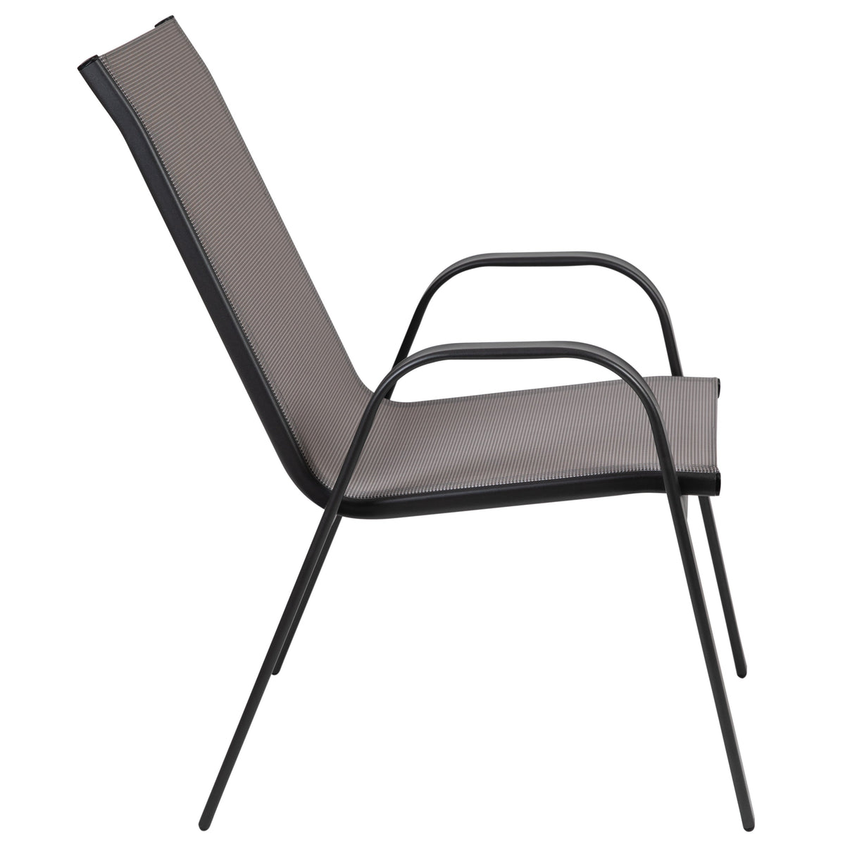 Gray |#| 4 Pack Gray Outdoor Stack Chair with Flex Comfort Material - Patio Stack Chair