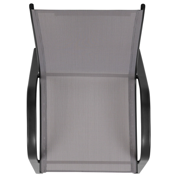 Gray |#| 4 Pack Gray Outdoor Stack Chair with Flex Comfort Material - Patio Stack Chair