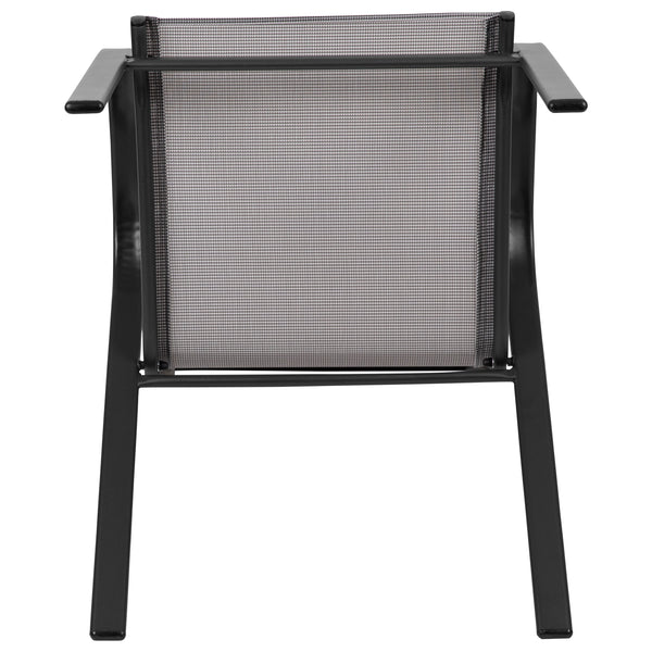 Gray |#| 4 Pack Gray Outdoor Stack Chair with Flex Comfort Material - Patio Stack Chair