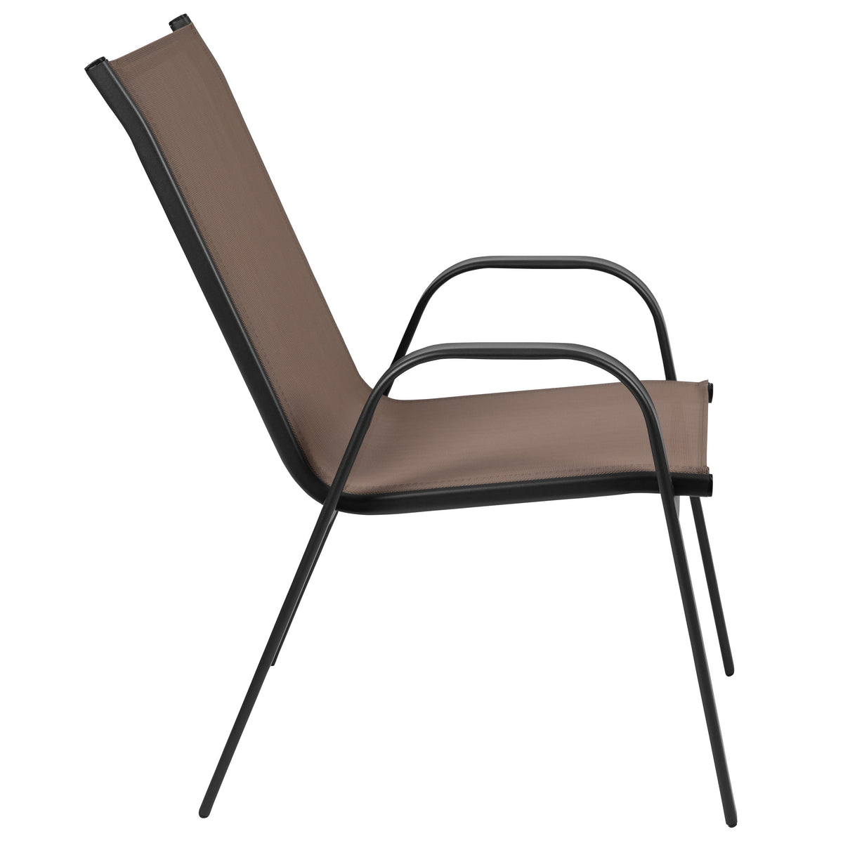 Brown |#| 4 Pack Brown Outdoor Stack Chair with Flex Comfort Material - Patio Stack Chair