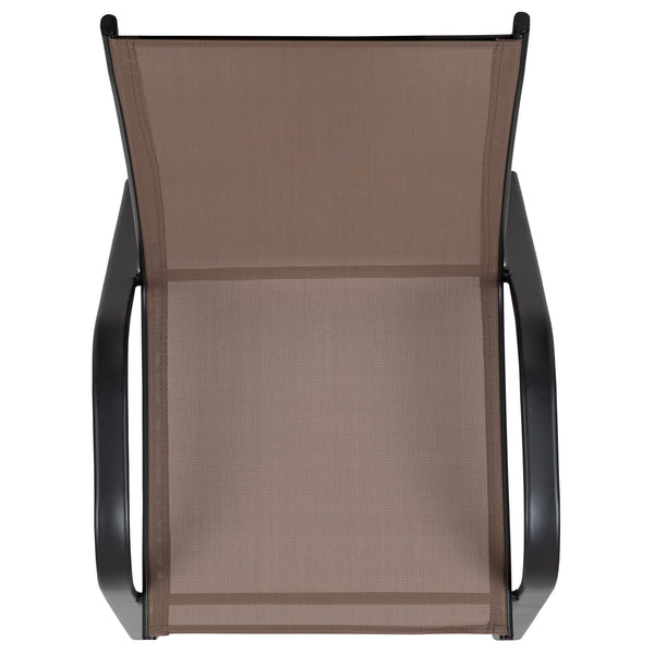 Brown |#| 4 Pack Brown Outdoor Stack Chair with Flex Comfort Material - Patio Stack Chair