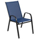 Navy |#| 4 Pack Navy Outdoor Stack Chair with Flex Comfort Material - Patio Stack Chair