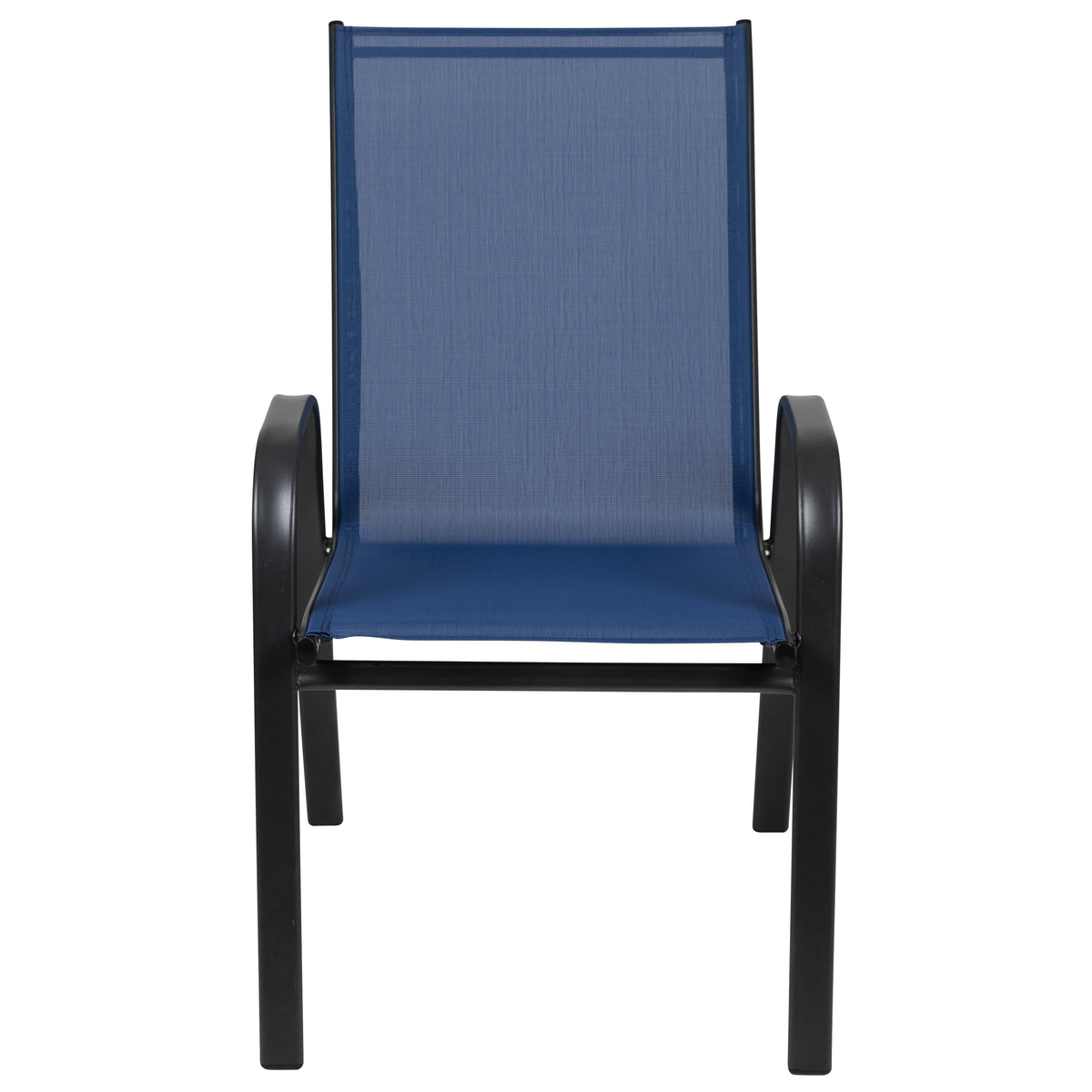 Navy |#| 4 Pack Navy Outdoor Stack Chair with Flex Comfort Material - Patio Stack Chair