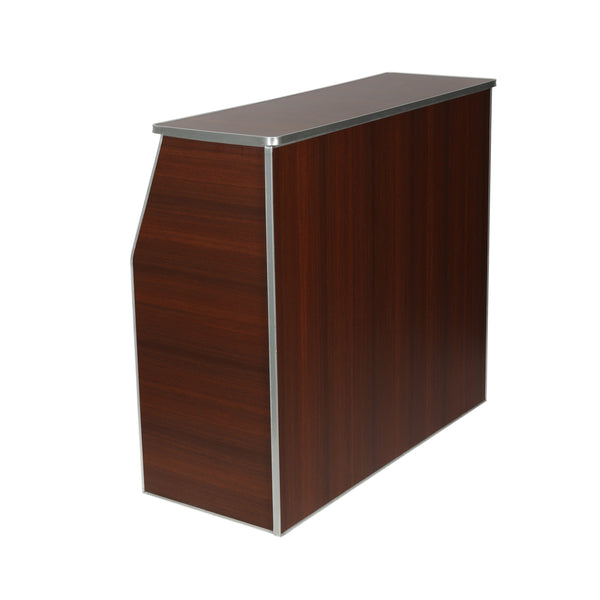 Walnut Woodgrain |#| 4' Walnut Laminate Foldable Portable Event Bar - Catering/Bartender Bar