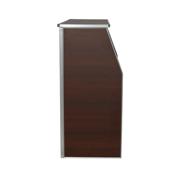 Walnut Woodgrain |#| 4' Walnut Laminate Foldable Portable Event Bar - Catering/Bartender Bar