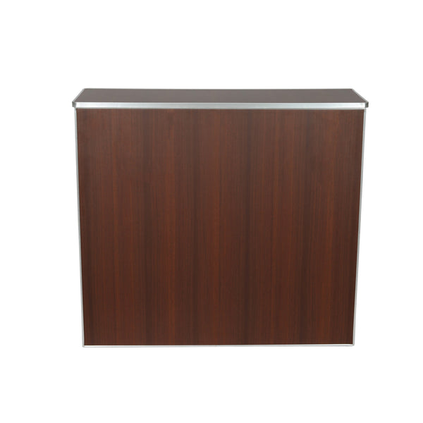 Walnut Woodgrain |#| 4' Walnut Laminate Foldable Portable Event Bar - Catering/Bartender Bar