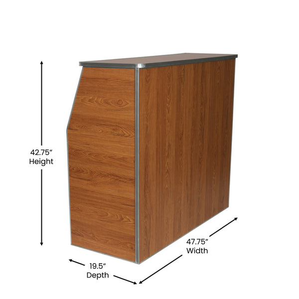 Maple Woodgrain |#| 4' Maple Laminate Foldable Portable Event Bar - Catering/Bartender Bar