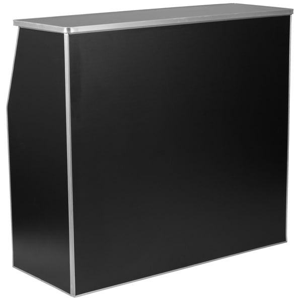 Black |#| 4' Black Laminate Foldable Bar - Portable Event Bar - Caterering/Bartendar Bar
