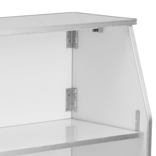 White |#| 4' Black Marble Laminate Foldable Bar - Portable Event Bar - Caterer/Bartendar