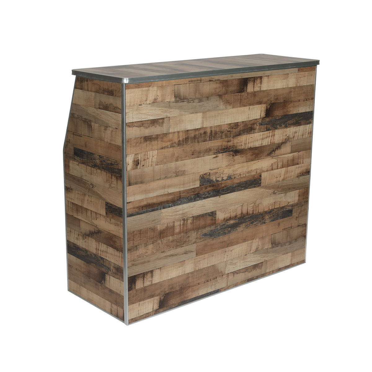 Rustic Natural |#| 4' Rustic Laminate Foldable Portable Event Bar - Catering/Bartender Bar