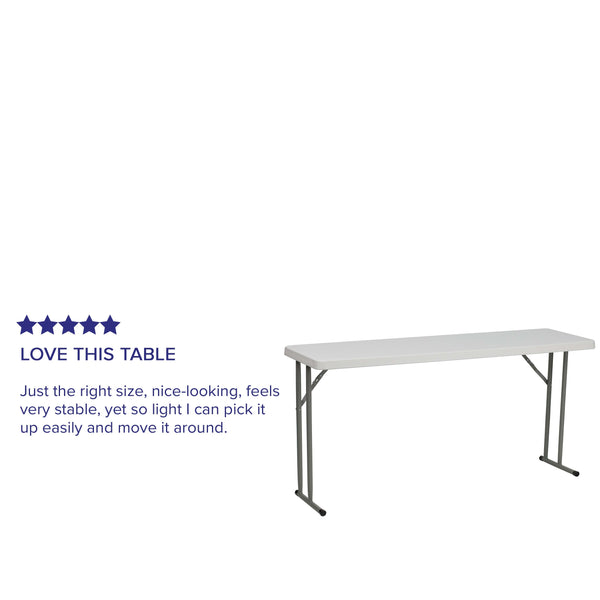 5-Foot Rectangle Granite White Plastic Folding Training / Seminar Table