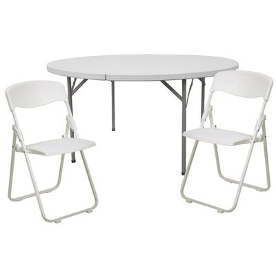 5-Foot Round Banquet Table Set with 8 Folding Chairs - View 1