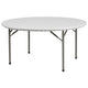 5-Foot Round Granite White Plastic Folding Table - Banquet / Event Folding Table