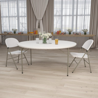5-Foot Round Plastic Folding Table - View 2