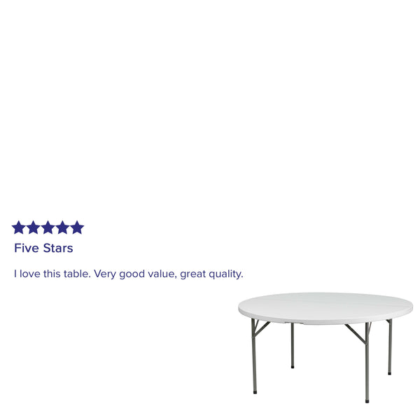 5-Foot Round Granite White Plastic Folding Table - Banquet / Event Folding Table