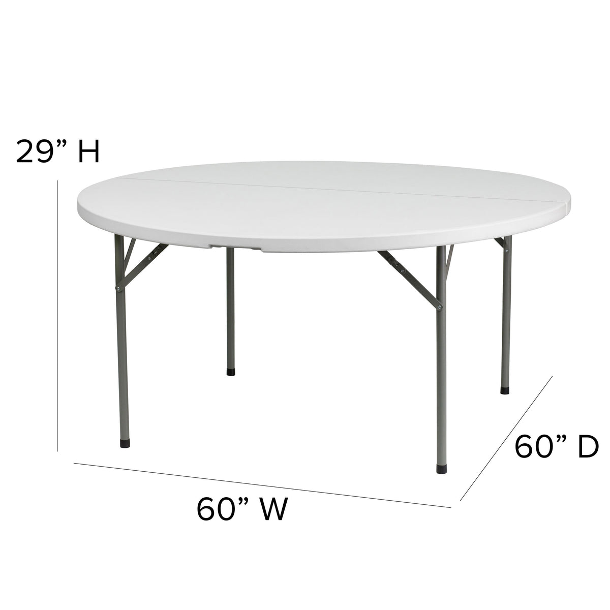 5-Foot Round Granite White Plastic Folding Table - Banquet / Event Folding Table