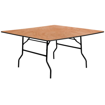 5-Foot Square Wood Folding Banquet Table - View 1