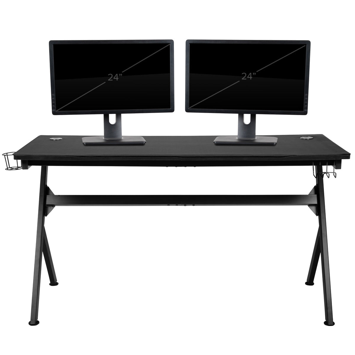 55inch Black Computer Gaming Desk - Headphone Holder - Cable Management - Mouse Pad