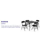 Black |#| 5 Piece Black Folding Card Table and Chair Set with Upholstered Table Top