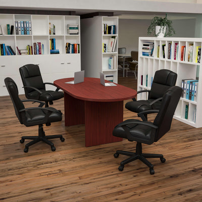 5 Piece Oval Conference Table Set with 4 LeatherSoft-Padded Task Chairs - View 2