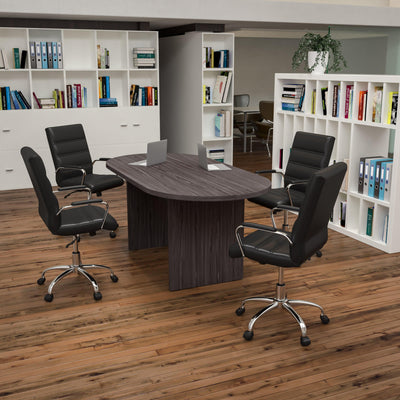 5 Piece Oval Conference Table Set with 4 LeatherSoft Executive Chairs