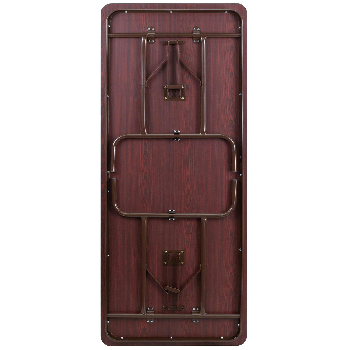 6-Foot Mahogany Melamine Laminate Folding Banquet & Catering Table
