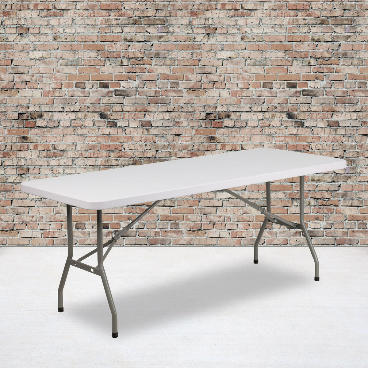 6-Foot Granite White Plastic Folding Table - Banquet / Event Folding Table