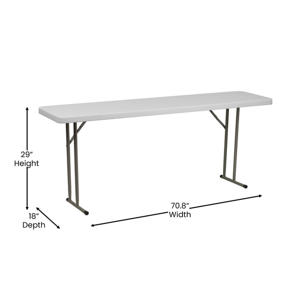 Granite White |#| 6-Foot Inch Rectangle Granite White Plastic Folding Training / Seminar Table