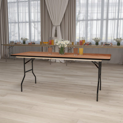6-Foot Rectangular Wood Folding Banquet Table with Clear Coated Finished Top - View 2