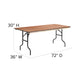 6-Foot Rectangular Wood Folding Banquet Table with Clear Coated Finished Top