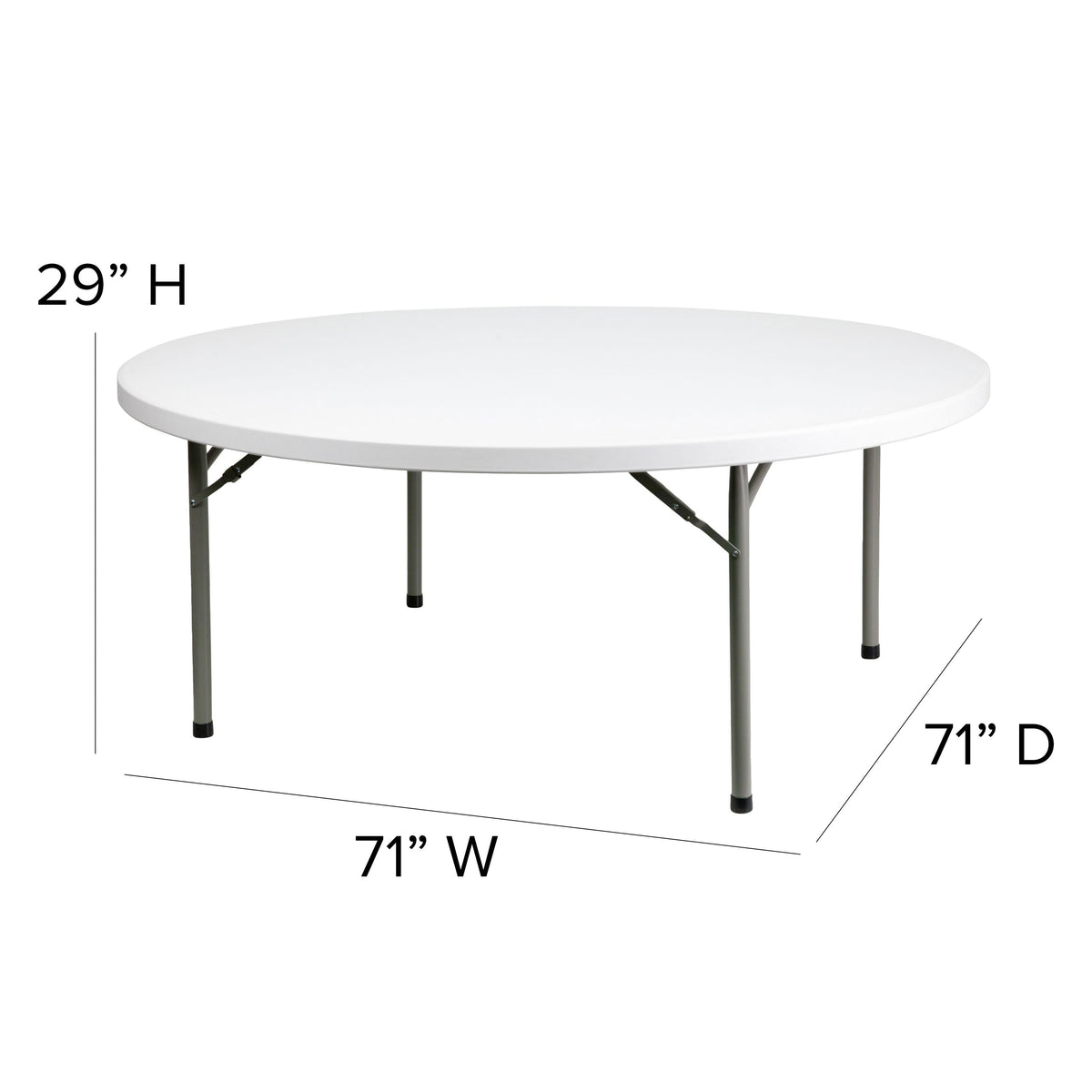 6-Foot Round White Plastic Banquet Folding Table - Event Table