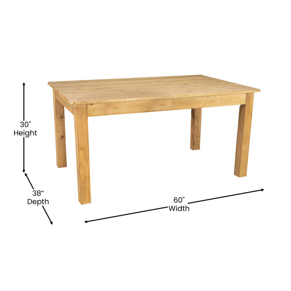 Light Natural |#| 60inch x 38inch Rectangular Light Natural Solid Pine Farm Dining Table
