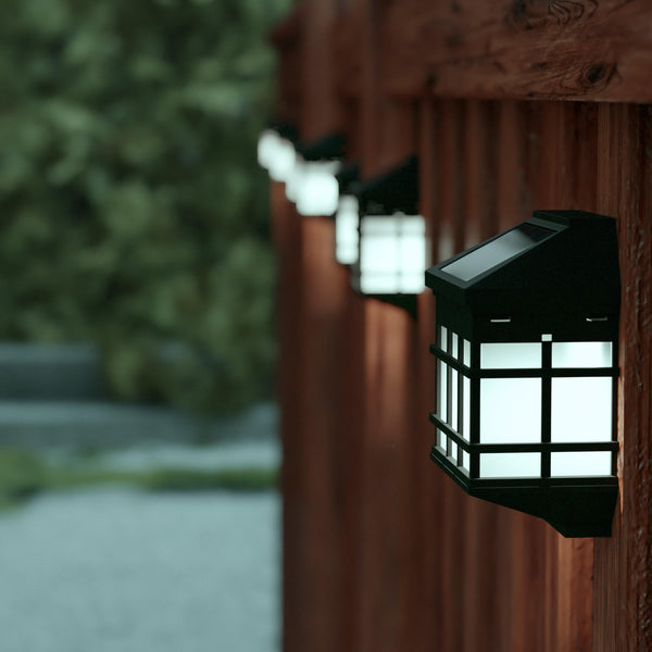 Black |#| Decorative Wall Mount Solar Powered Lighting for Decks and Fencing in Black