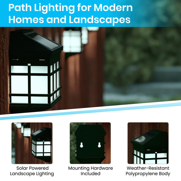 Black |#| Decorative Wall Mount Solar Powered Lighting for Decks and Fencing in Black