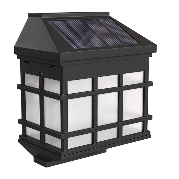 Black |#| Decorative Wall Mount Solar Powered Lighting for Decks and Fencing in Black