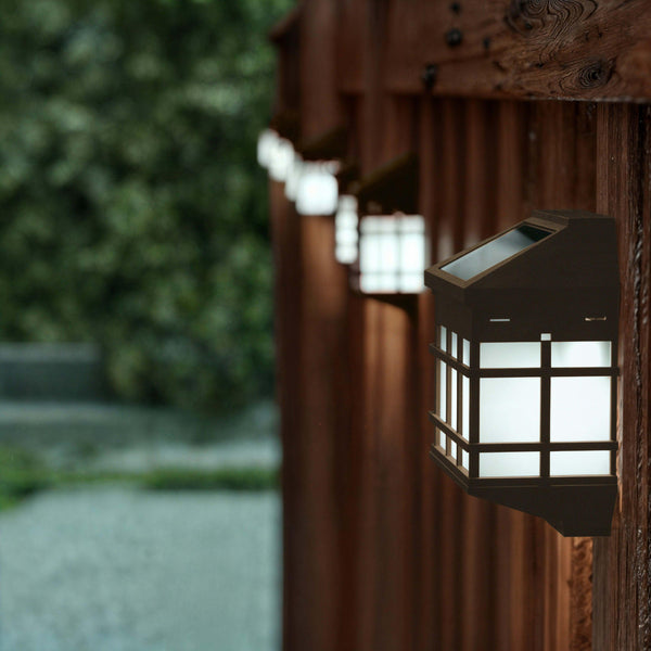 Brown |#| Decorative Wall Mount Solar Powered Lighting for Decks and Fencing in Brown