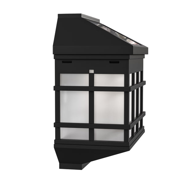 Black |#| Decorative Wall Mount Solar Powered Lighting for Decks and Fencing in Black
