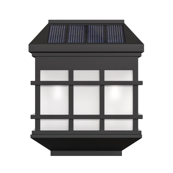Black |#| Decorative Wall Mount Solar Powered Lighting for Decks and Fencing in Black