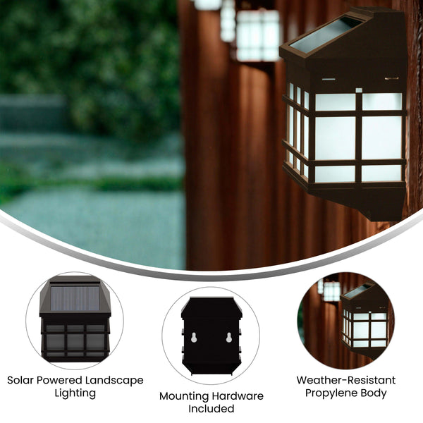 Brown |#| Decorative Wall Mount Solar Powered Lighting for Decks and Fencing in Brown