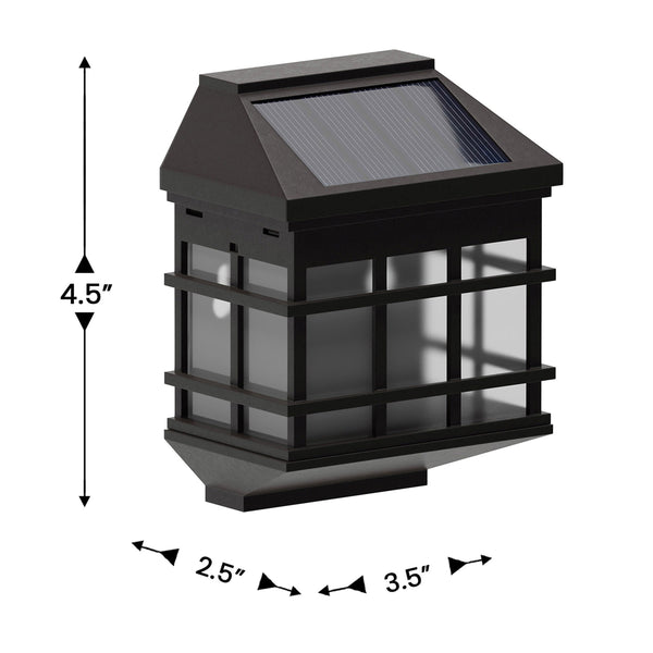 Brown |#| Decorative Wall Mount Solar Powered Lighting for Decks and Fencing in Brown