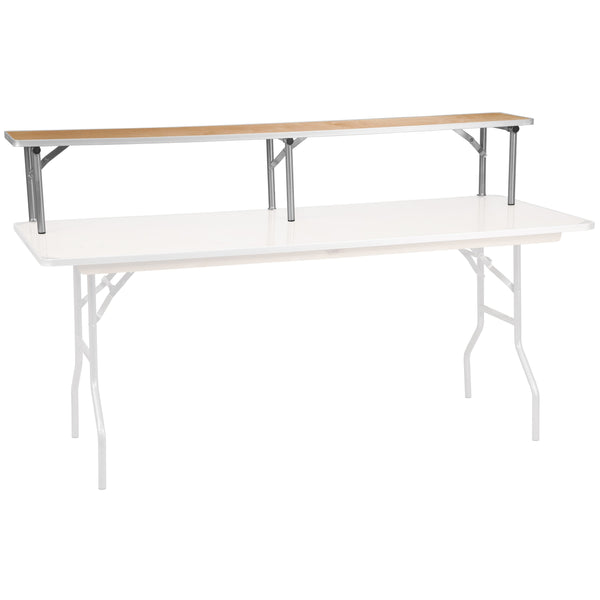 72inch x 12inch x 12inch Birchwood Bar Top Riser with Silver Legs