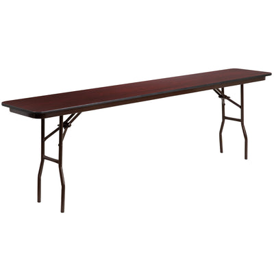 8-Foot Mahogany Melamine Laminate Folding Training Table