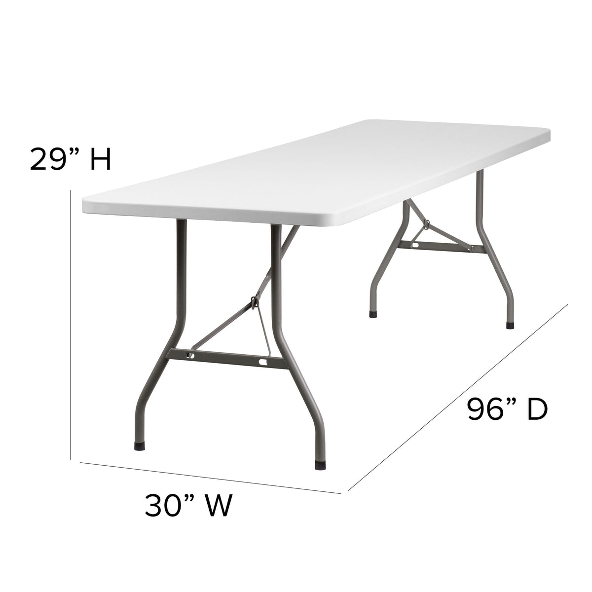 8-Foot Granite White Plastic Folding Table - Banquet / Event Folding Table