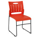 Orange |#| 881 lb. Capacity Orange Sled Base Stack Chair with Carry Handle & Air-Vent Back